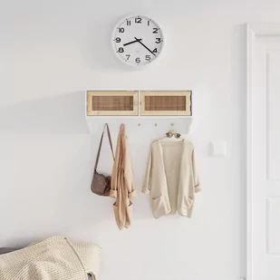 Wieszak na płaszcze, biały, materiał drewnopochodny i rattan - Wieszaki i stojaki - miniaturka - grafika 1