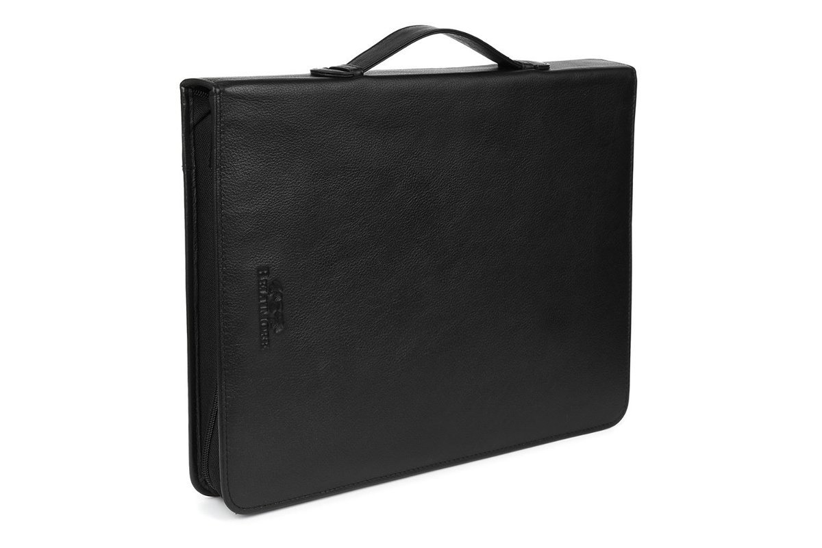 Beltimore męska czarna aktówka skórzana biwuar teczka solidna S76 czarny