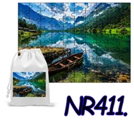 Puzzle - PUZZLE 110 EL. UKŁADANKA JEZIORO GARDA GÓRY ALPY + WORECZEK Z NADRUKIEM - miniaturka - grafika 1