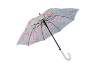 Parasole - FISURA - duży parasol"kwiaty sakury", niebieski i różowy młodzieżowy parasol automatyczny z guzikiem, wytrzymały parasol z nadrukiem 106 cm średnicy, Różowy i niebieski - miniaturka - grafika 1