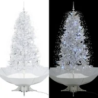 Choinki - vidaXL Choinka sypiąca śniegiem, podstawa parasolowa, biała, 190 cm - miniaturka - grafika 1