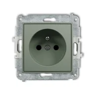 Gniazdka elektryczne - Karlik Gniazdo pojedyncze z przesłonami torów MINI - szałwiowy - miniaturka - grafika 1