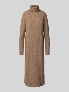 Sukienka z dzianiny o kroju relaxed fit z golfem i rozcięciami model ‘JULIANA’ - Sukienki - miniaturka - grafika 1