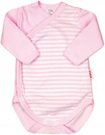 Body dla niemowląt - Body Kopertowe dłr WCZEŚNIAK Paski RÓŻ r 50 KLEKLE - miniaturka - grafika 1