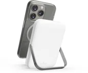 Powerbanki - PURO Stand Power Mag, 5000 mAh, Lithium Polymer LiPo, Wireless charging, 5 V, Silver, White - miniaturka - grafika 1