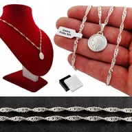 Biżuteria dla dzieci - Srebrny Łańcuszek Singapur+Matka Boska Pr.925 45Cm - miniaturka - grafika 1