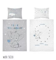 Pościel dla dzieci - Detexpol Pościel bawełniana 100x135 Słonik 3621 B mam już tyle lat miesięcy i dni niebieska szara dziecięca Kids 1 - miniaturka - grafika 1