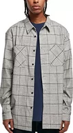 Koszule męskie - Urban Classics Męska koszula o długim kroju oversize, szara/czarna, XXL, szary/czarny, XXL - miniaturka - grafika 1