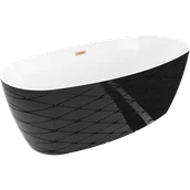 Wanny - Mexen Olea wanna wolnostojąca wzór 170 x 80 cm, biała/czarna, przelew miedź szczotkowana - 52821708075-65 - miniaturka - grafika 1