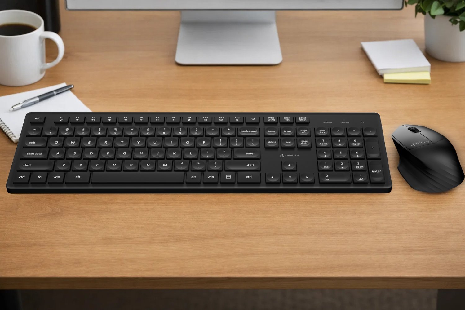 Triadyn Bezprzewodowy Zestaw Biurowy ALYA Klawiatura SKATHI i Mysz GREIP 1600 DPI Czarny