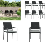 Fotele i krzesła ogrodowe - vidaXL Krzesła ogrodowe z poduszką 6 szt. czarny 54x62,5x89cm polirattan - krzesło ogrodowe - krzesła ogrodowe - krzesło patio - krzesło zewnętrzne - miniaturka - grafika 1