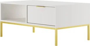 Stolik kawowy AUSTIN 100x60 biały/złoty - Ławy i stoliki kawowe - miniaturka - grafika 1