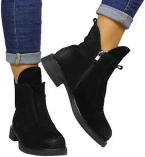 Trzewiki Modne S.Barski CR42-159 Black Skóra Naturalna - S.BARSKI - Botki damskie - miniaturka - grafika 1