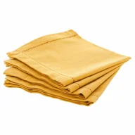 Folia, papier śniadaniowy, serwetki - Atmosphera Serwetki stołowe komplet czterech bankietowych serwetek w pięknym kolorze ochry B07H2M8RH1 - miniaturka - grafika 1
