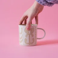 Kubki - Duży Biały Kubek Ceramiczny w Stylu Vintage - miniaturka - grafika 1