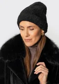 Rękawiczki - Damska czapka z miękkiej dzianiny czarna - Wittchen - miniaturka - grafika 1