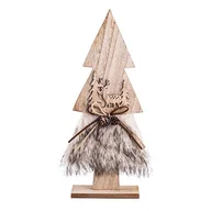 Ozdoby bożonarodzeniowe - Figurka drewniana, Choinka z futerkiem, 15x6x31 cm - miniaturka - grafika 1