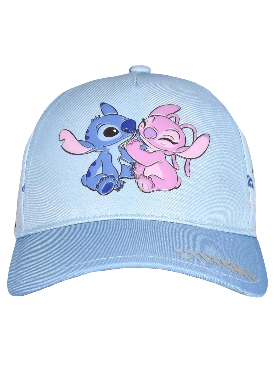 Disney Lilo & Stitch czapka dla dziewczynek - Stitch & Angel dziecięca czapka bejsbolówka regulowana niebieska