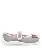Buty dla dziewczynek - Nelli Blu Kapcie Balerinki motyl III Szary - miniaturka - grafika 1