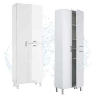 Słupek Łazienkowy Regał Schowek na Mop Biały Połysk 60 x 30 x 180 - Szafki łazienkowe Słupek Łazienkowy Regał Schowek na Mop Biały Połysk 60 x 30 x 180 - Szafki łazienkowe - miniaturka - grafika 1