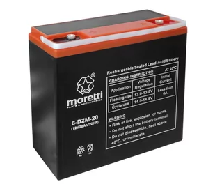 Akumulator Moretti (Gel) 20Ah 6-DZM-20 12V skuter elektryczny - Ładowarki i akumulatory - miniaturka - grafika 2