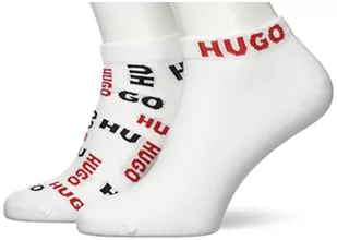 HUGO Męskie skarpety 2P AS LOGOALLOVER CC Ankle_Socks, White100, 35-38, White100, 35-38 EU - Skarpetki męskie - miniaturka - grafika 1