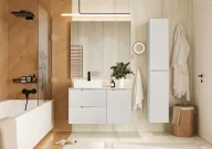 Meble łazienkowe - Komplet jasnoszarych matowych mebli łazienkowych E8-F69 - miniaturka - grafika 1