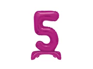 Balony i akcesoria - Balon foliowy stojący cyfra 5 różowy - 76 cm - 1szt. - miniaturka - grafika 1