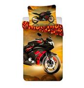 Pościel dla dzieci - Jerry Fabrics Pościel bawełniana 140x200 Motor Motorbike Red czarny czerwony poszewka 70x90 - miniaturka - grafika 1