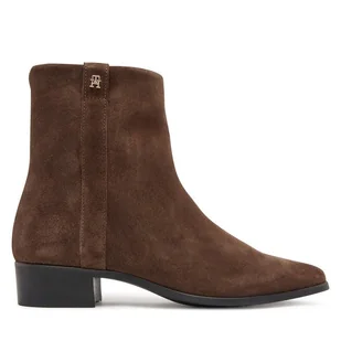 Botki Tommy Hilfiger Pointy Zip Bootie FW0FW08981 Brązowy - Botki damskie - miniaturka - grafika 1