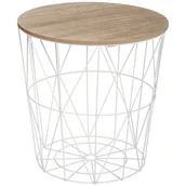 Ławy i stoliki kawowe - Atmosphera Créateur d'intérieur Atmosphera Créateur dintérieur Stolik kawowy z funkcją kosza otwierany okrągły blat wykonany z MDF biały kosz wymiary 41x39.5 cm B07FX2KWHW - miniaturka - grafika 1