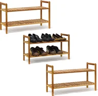 Szafki na buty - relaxdays 3 x sztaplowany stojak na buty z orzecha włoskiego - miniaturka - grafika 1