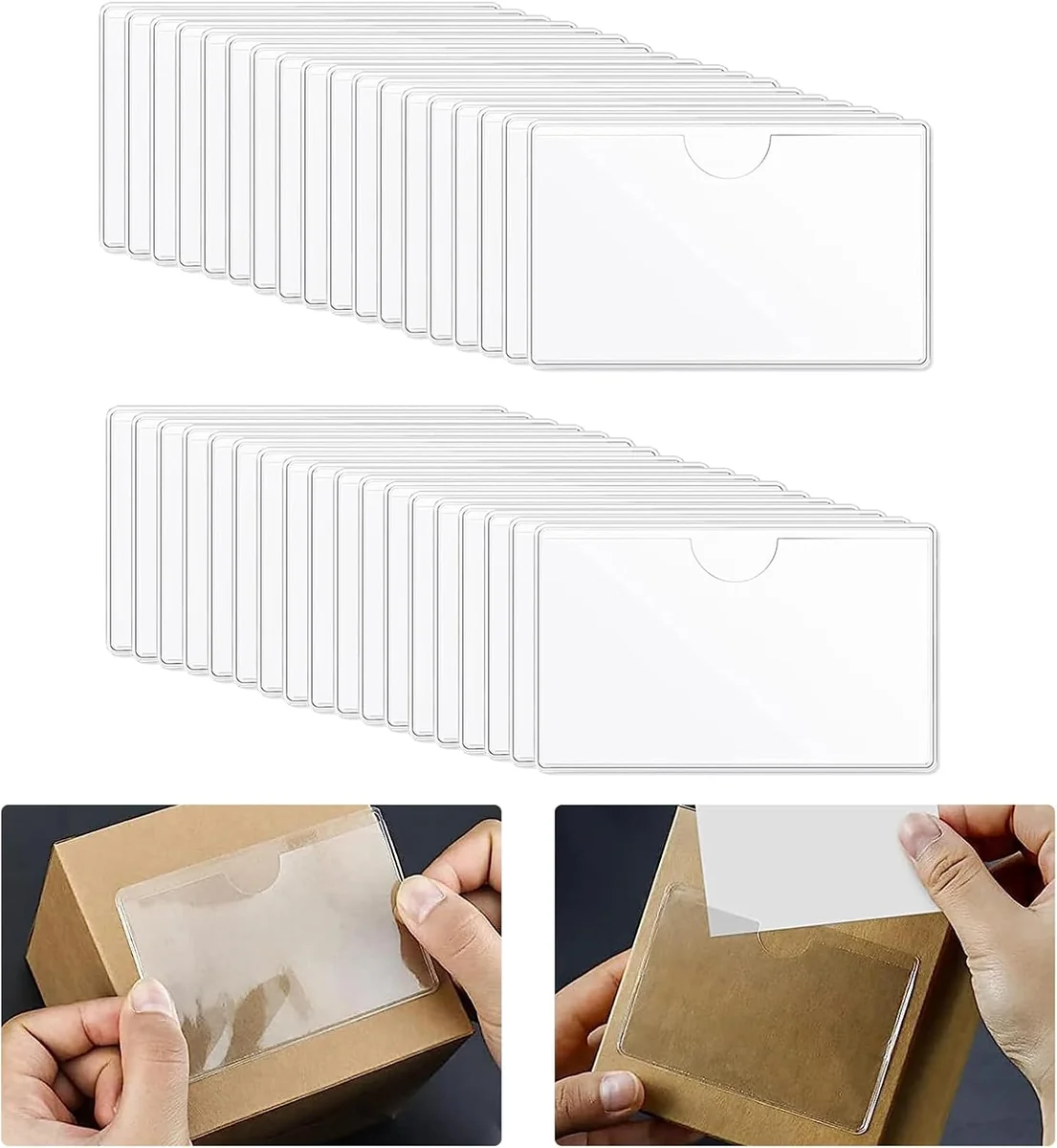 36 szt. samoprzylepne torebki na wizytówki przezroczyste 10x6 cm