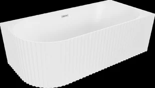 Mexen Gia wanna wolnostojąca narożna ryflowana prawa 170 x 80 cm, biała mat, przelew chrom - 52701708001P-01 - Wanny - miniaturka - grafika 1