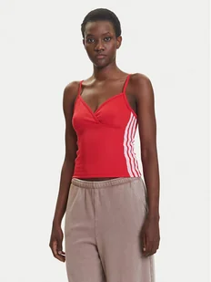 adidas Top Seasonal Essentials 3-Stripes JM1910 Czerwony Slim Fit - Koszulki i topy damskie - miniaturka - grafika 1