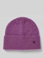 Czapki damskie - Czapka beanie z mieszanki wełny jagnięcej z aplikacją z logo - miniaturka - grafika 1