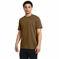 Koszulki sportowe męskie - Męski t-shirt z nadrukiem Under Armour UA Hw Lc Patch SS - brązowy - UNDER ARMOUR - miniaturka - grafika 1
