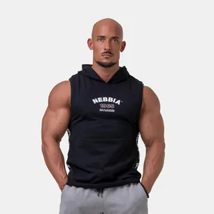 Koszulka fitness bez rękawów męska Nebbia Black z kapturem - Koszulki sportowe męskie - miniaturka - grafika 1