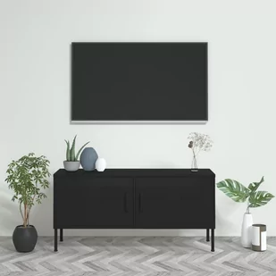 vidaXL Szafka pod telewizor czarna 105x35x52 cm stalowa 336232 - Szafki RTV - miniaturka - grafika 1
