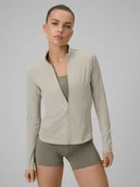 Bluzy damskie - 4F Bluza treningowa slim szybkoschnąca damska - beżowa XL - miniaturka - grafika 1