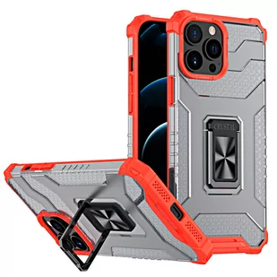 Crystal Ring Case pancerne hybrydowe etui pokrowiec + magnetyczny uchwyt iPhone 12 Pro czerwony - Etui i futerały do telefonów - miniaturka - grafika 1