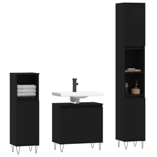 Zestaw 3 szafek łazienkowych, czarny, materiał drewnopochodny Lumarko! - Meble łazienkowe - miniaturka - grafika 2