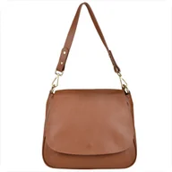 Torebki damskie - Torebka skórzana na ramię camel brąz L włoska - miniaturka - grafika 1