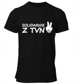 Koszulki męskie - KOSZULKA Z NADRUKIEM MĘSKA ŚMIESZNA T-SHIRT SOLIDARNIE Z TVN TELEWIZJA r. L - miniaturka - grafika 1