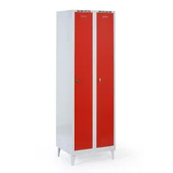 Szafki biurowe - Metalowa szafka ubraniowa na nogach, 2-drzwiowa, 1920 x 600 x 500 mm, zamek obrotowy, drzwi czerwone - miniaturka - grafika 1