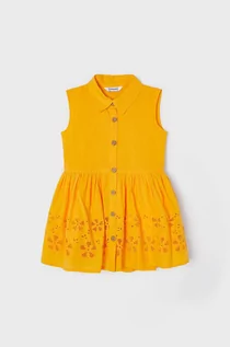 Sukienki - Mayoral Mayoral sukienka bawełniana dziecięca kolor pomarańczowy mini rozkloszowana - grafika 1