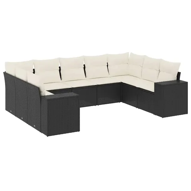 Zestaw mebli ogrodowych modułowych czarny rattan PE 62x62x69 cm