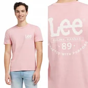 Koszulki męskie - Lee SS TEE Cassie Pink RÓŻOWY BAWEŁNIANY T-SHIRT KOSZULKA DUŻE LOGO XL - miniaturka - grafika 1