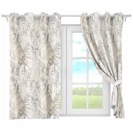 Zasłony - ZASŁONY GOTOWE NA PRZELOTKACH KRÓTKIE 140x160 ZASŁONA PRZELOTKI LIŚCIE 099 - miniaturka - grafika 1