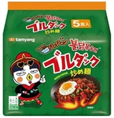 Kuchnie świata - Danie o smaku ostrego kurczaka Jjajang Buldak 5 x 140g - Samyang Japan - miniaturka - grafika 1